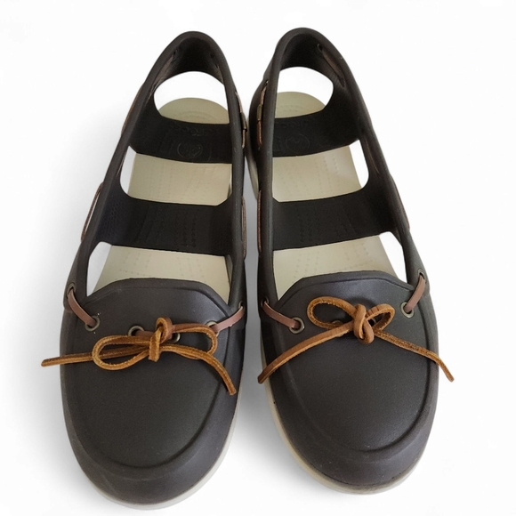 CROCS Beach Line boat shoes brown size 10 - Picture 6 of 12